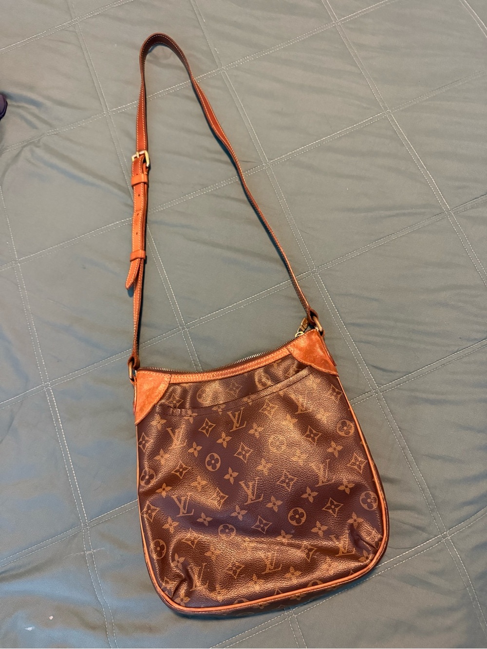 Louis Vuitton Brown Monogram Shoulder Bag with Tan Trim